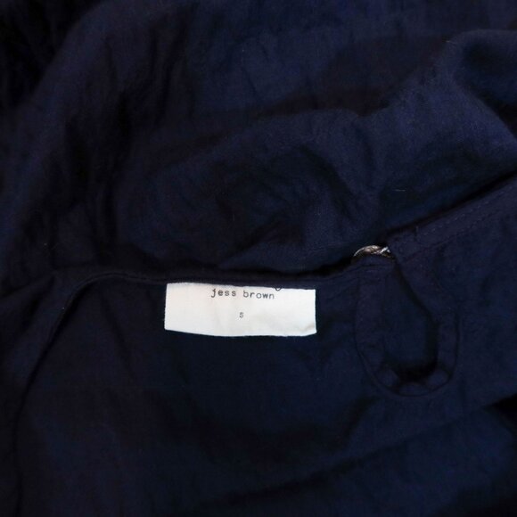 JESS BROWN Textured 3/4 Sleeve Tunic Top Size S Navy Lagenlook Quiet Luxury - Picture 7 of 8